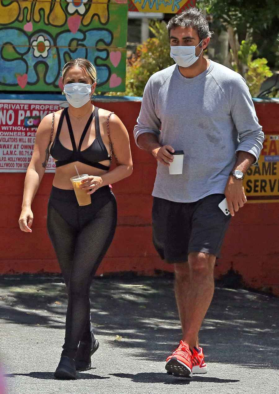 Lady Gaga and Michael Polansky Mask Holding Hands Hug