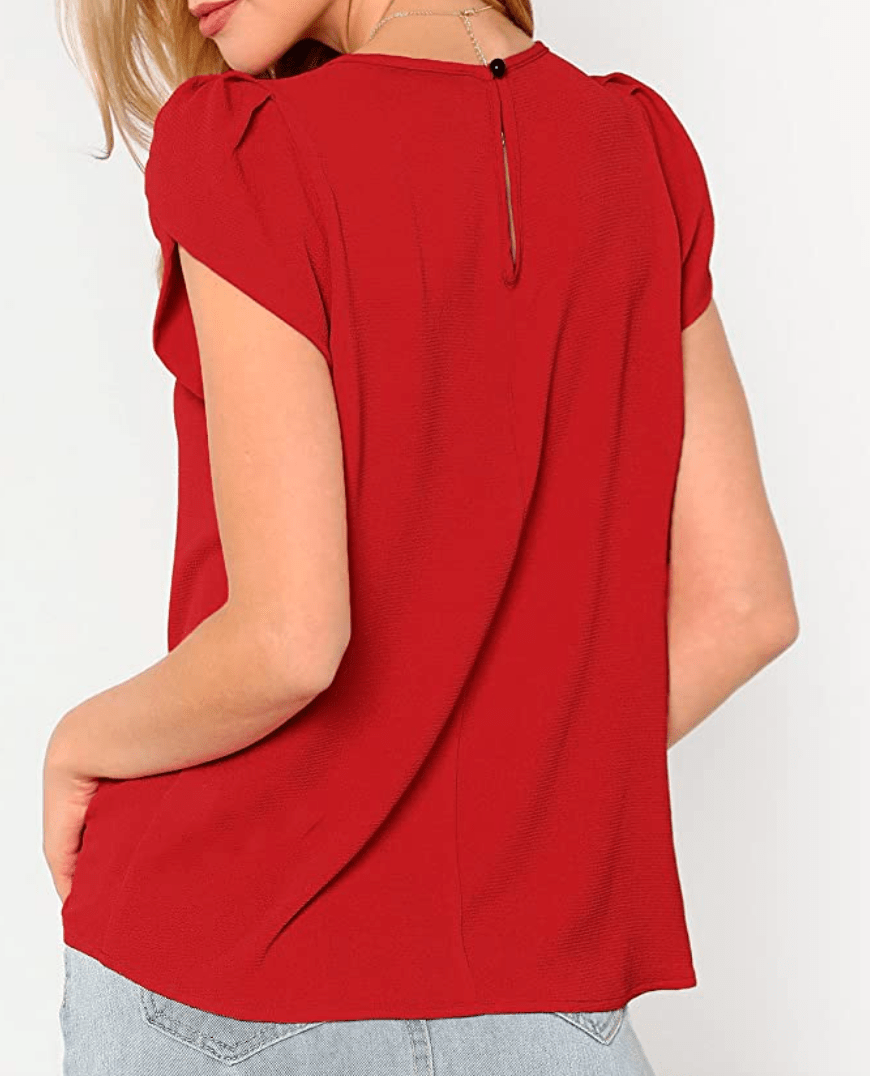 Milumia Women's Casual Round Neck Basic Pleated Top