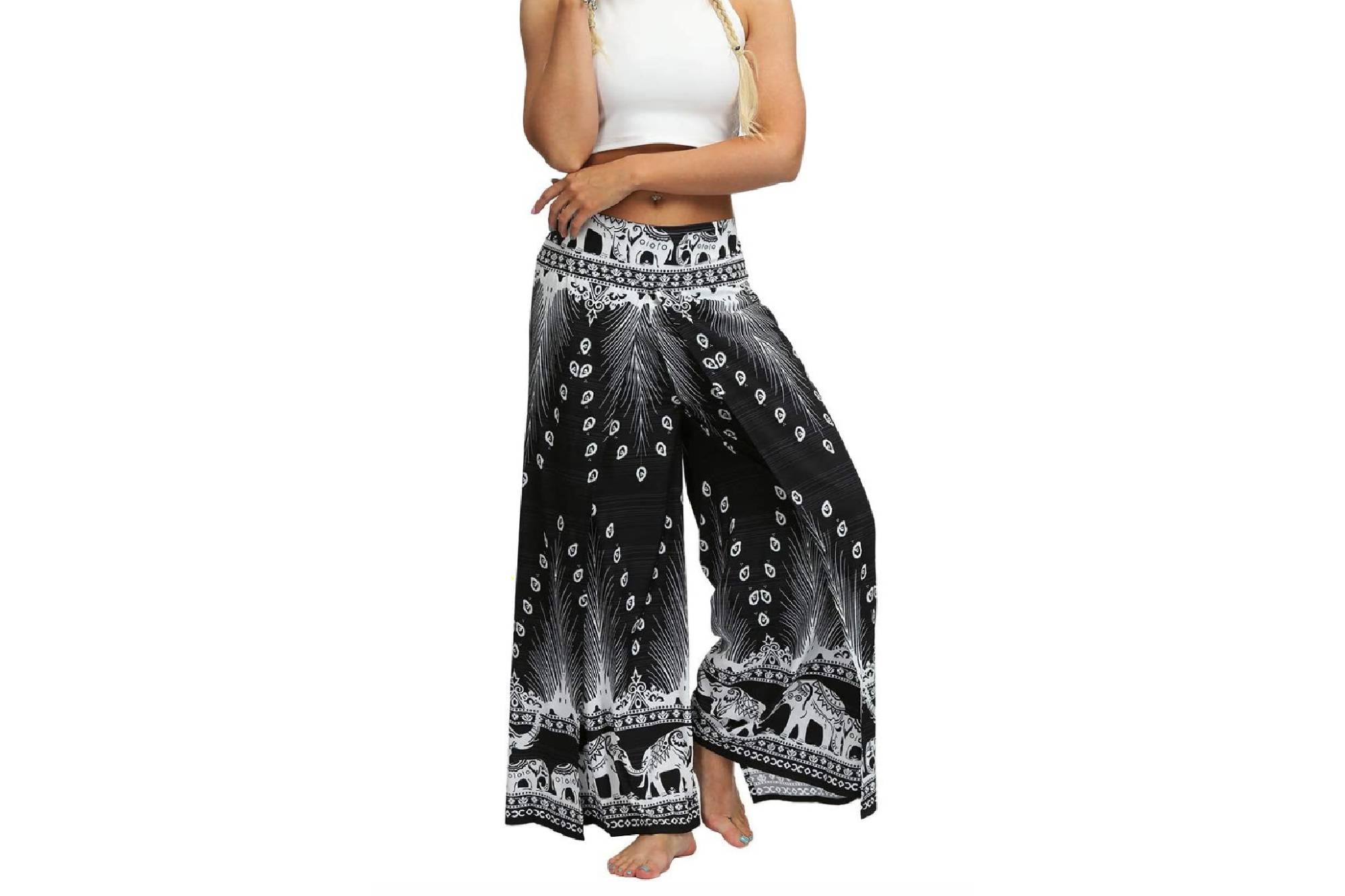 MsAnya Women's Palazzo Slit Wide Leg Pants