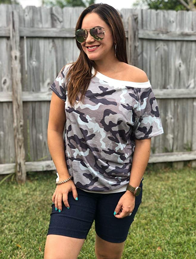 NSQTBA Women's Leopard Print Casual Short Sleeve Top