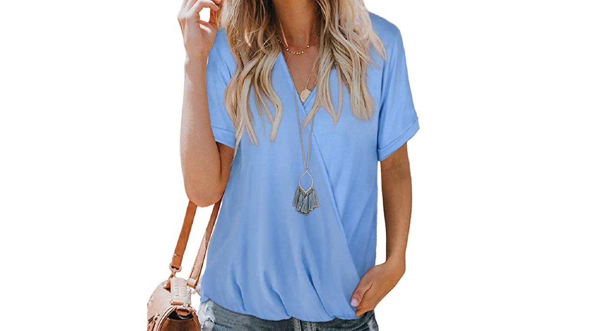 NSQTBA Women's V Neck Wrap Top