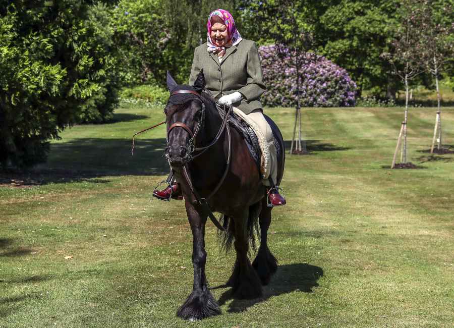 Queen Elizabeth II Goes Horseback Riding Self-Isolating Windsor Castle