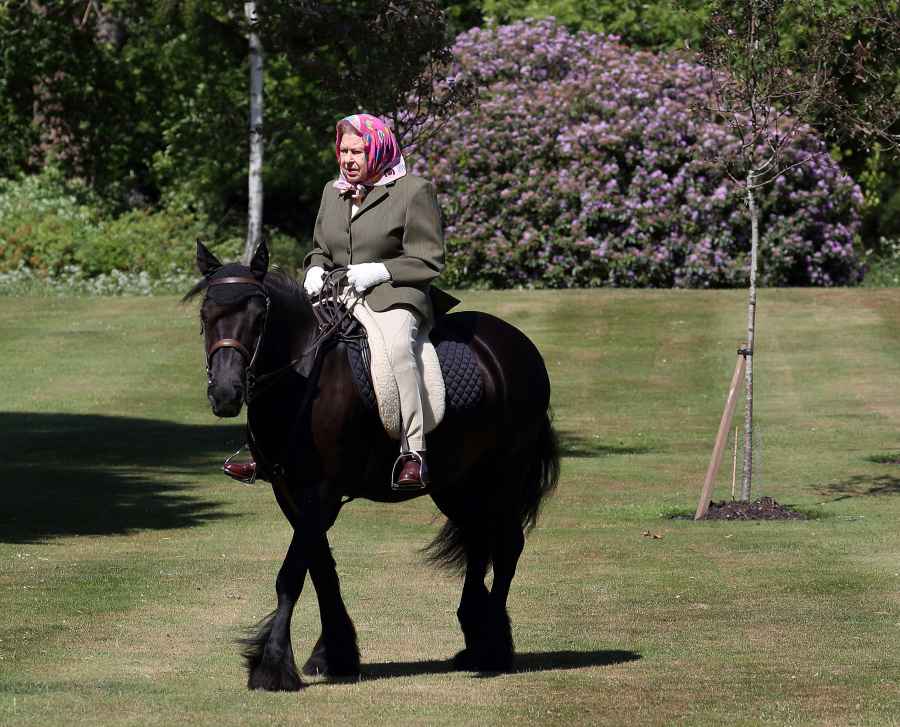 Queen Elizabeth II Goes Horseback Riding Self-Isolating Windsor Castle