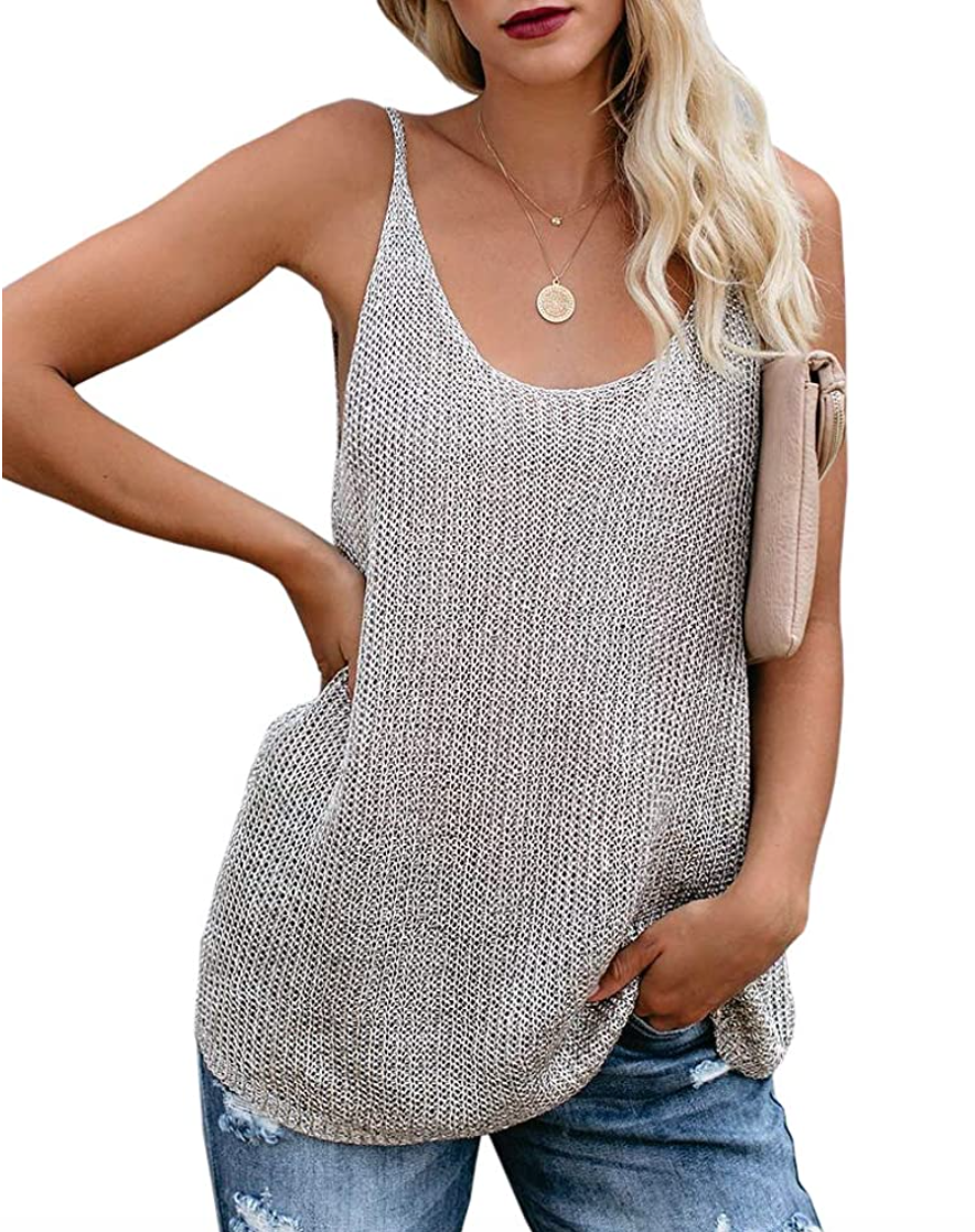 Sherrylily Women Oversize Scoop Neck Tank Top (Grey)