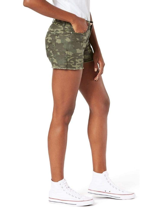 Signature by Levi Strauss & Co. Gold Label Women's Mid-Rise Cut Off Shorts (Camo Green)