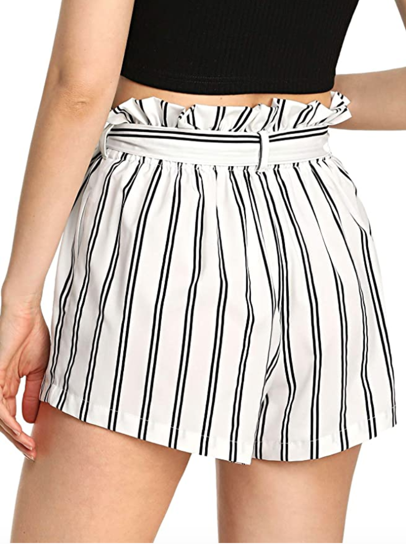 SweatyRocks Women's Casual Elastic Waist Striped Summer Beach Shorts