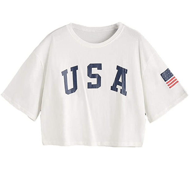 SweatyRocks Women's Letter Print Crop Tops Summer Short Sleeve T-Shirt