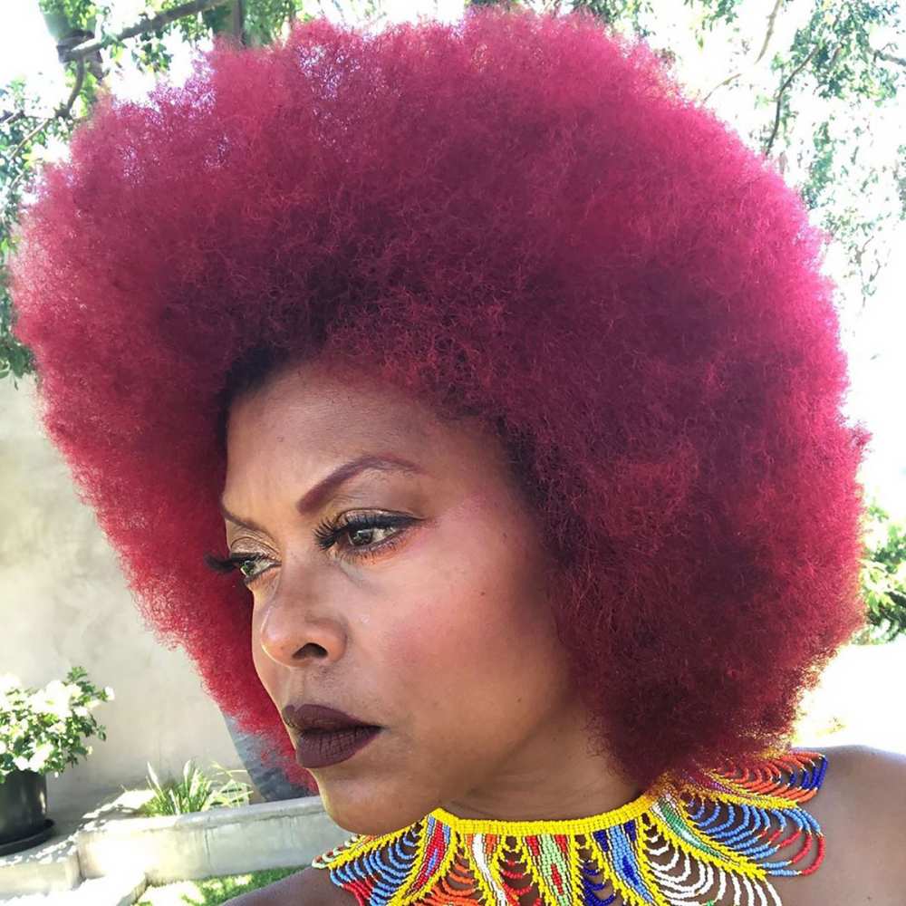 See Taraji P. Henson's Bright Red Afro That 'Defies Gravity'