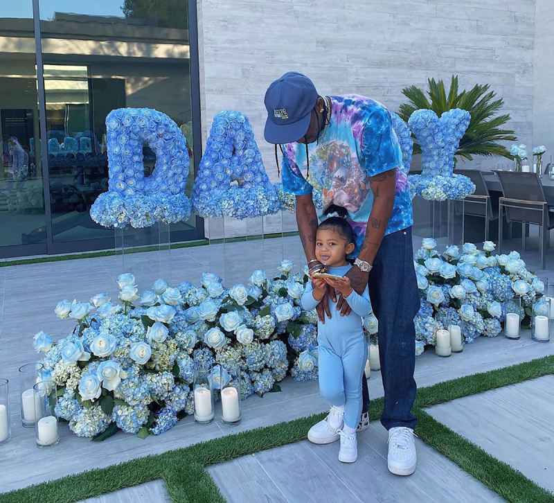 Stormi and Travis Scott Twin in Cool Blue Looks for Father's Day
