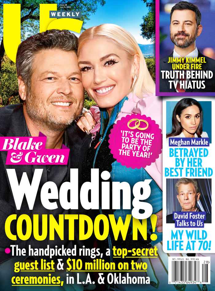 Us Weekly Issue 2820 Cover Blake Shelton and Gwen Stefani Wedding Countdown David Foster Gushes Over ‘Magical’ Wife Katharine McPhee