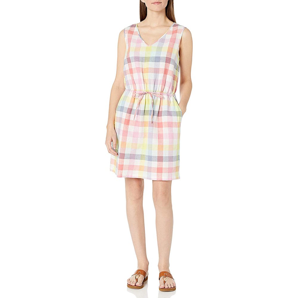 amazon-essentials-rainbow-plaid-dress