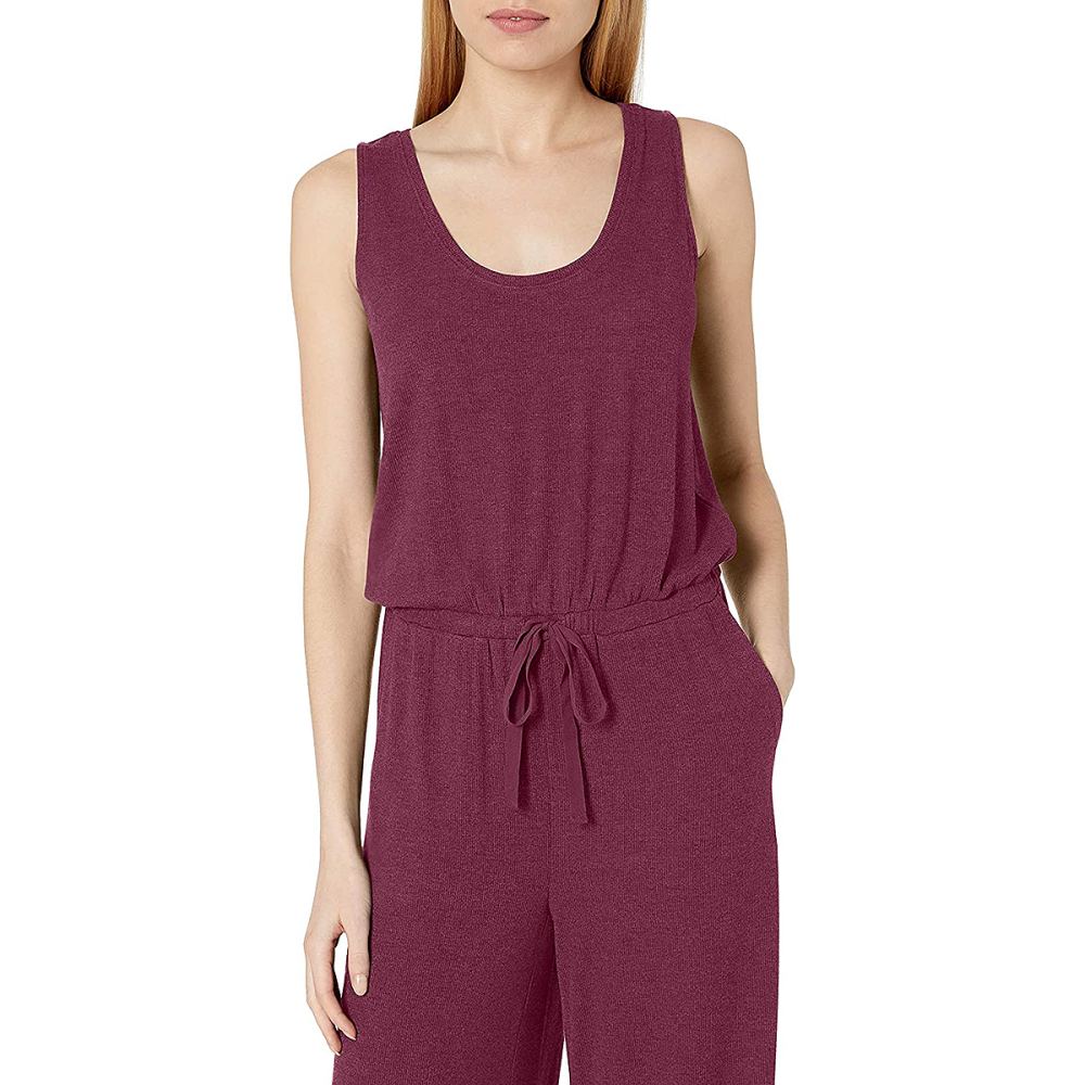 Daily Ritual Women’s Rayon Spandex Fine Rib Wide-Leg Jumpsuit