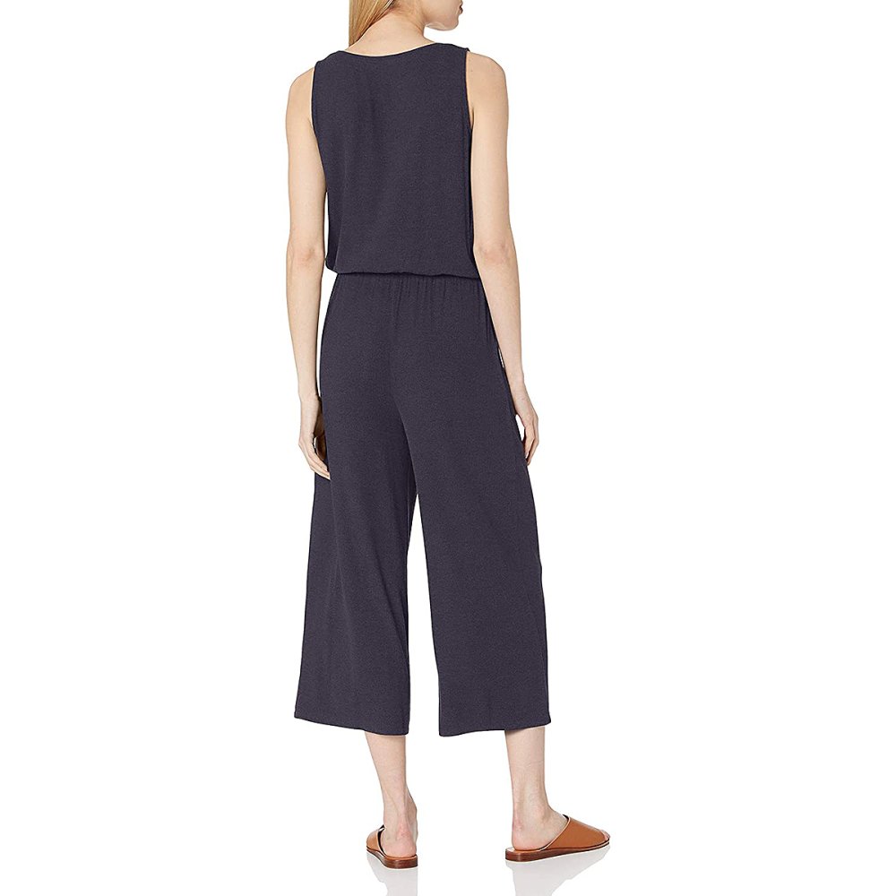 Daily Ritual Women’s Rayon Spandex Fine Rib Wide-Leg Jumpsuit