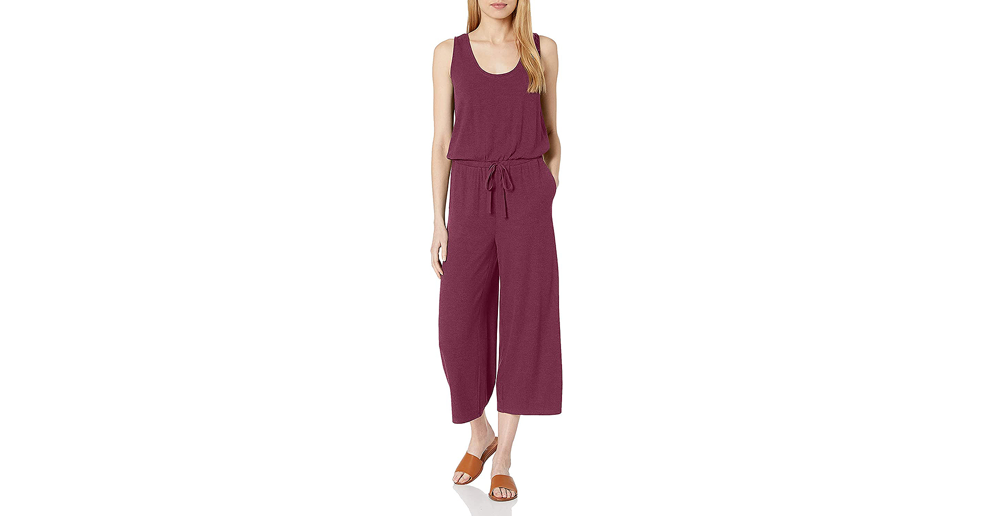 Daily Ritual Women’s Rayon Spandex Fine Rib Wide-Leg Jumpsuit
