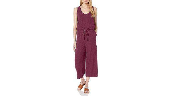 Daily Ritual Women’s Rayon Spandex Fine Rib Wide-Leg Jumpsuit