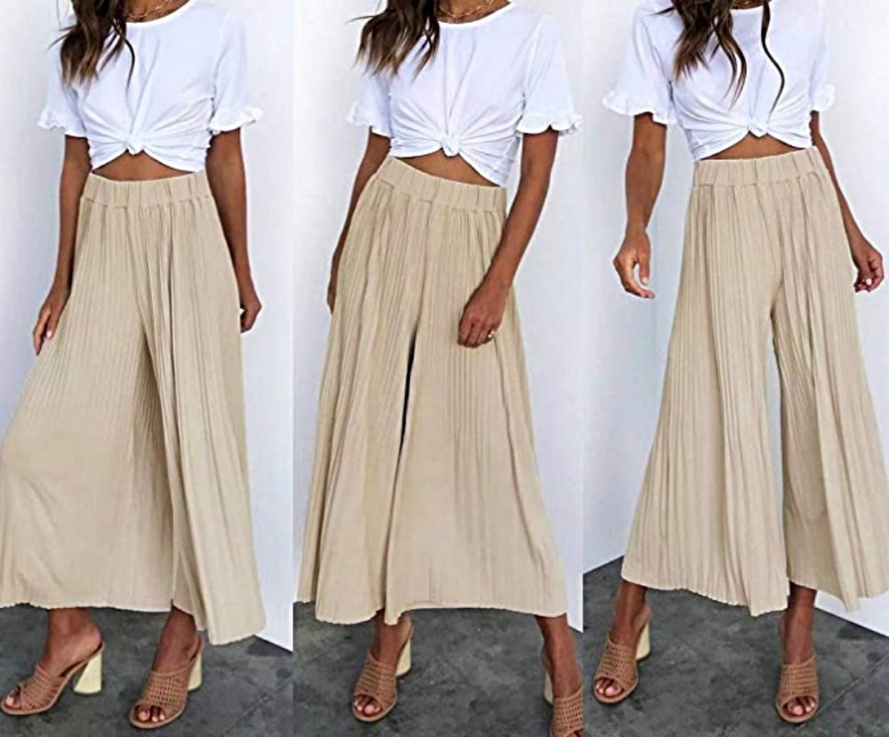 HZSONNE Solid Lightweight Flowy Wide Leg Pants