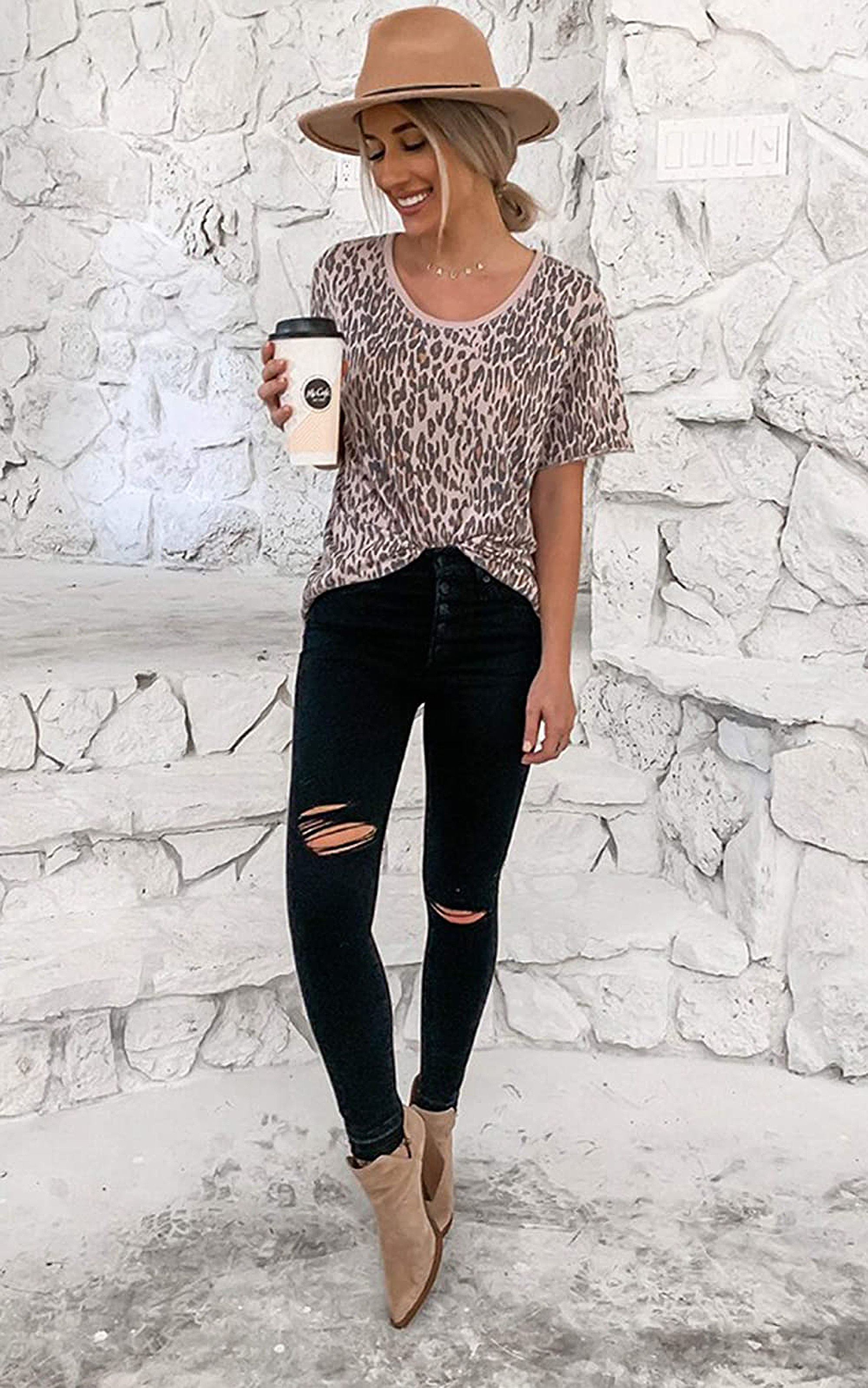 Angashion Leopard-Print Top