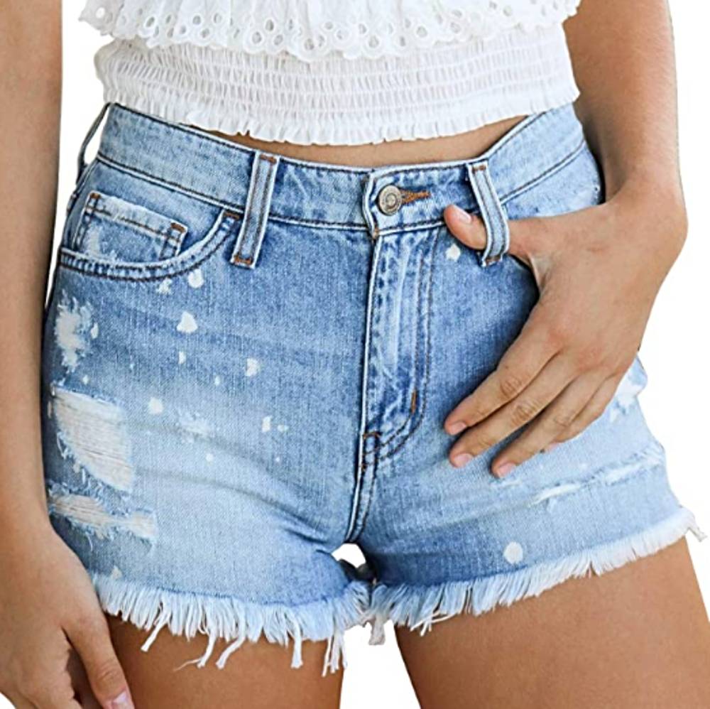 Vanberfia Women's High Waist Denim Jean Shorts
