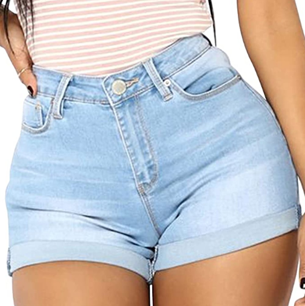 Vanberfia Women's High Waist Denim Jean Shorts