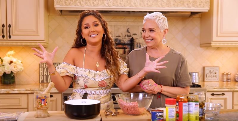 Adrienne Bailon cooking with mom