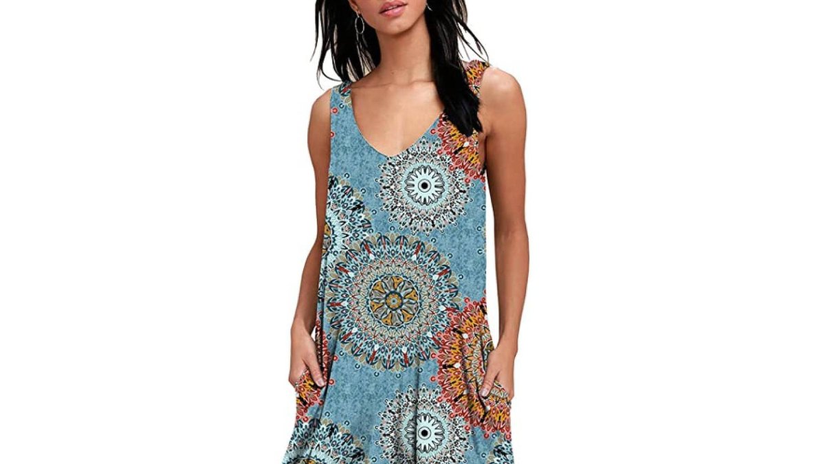 BISHUIGE Women's Summer Casual T Shirt Dress