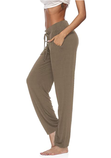 DIBAOLONG Women's Wide Leg Drawstring Loose Yoga Pants (Brown)
