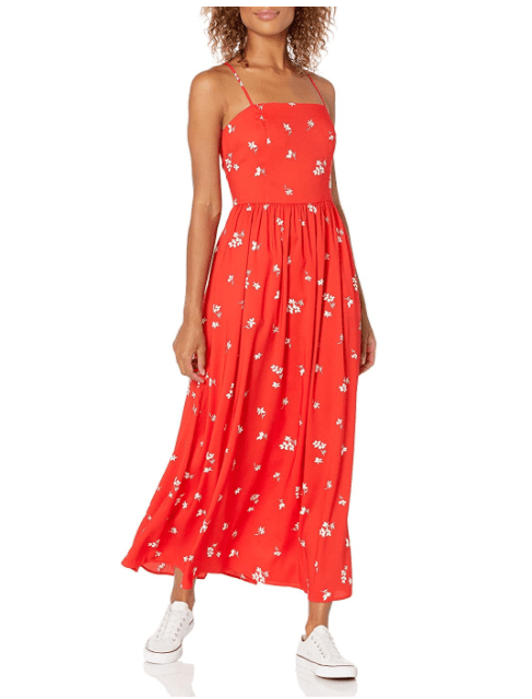 Goodthreads Women's Georgette Smock-Back Cami Maxi Dress (Poppy Medium Floral Print)