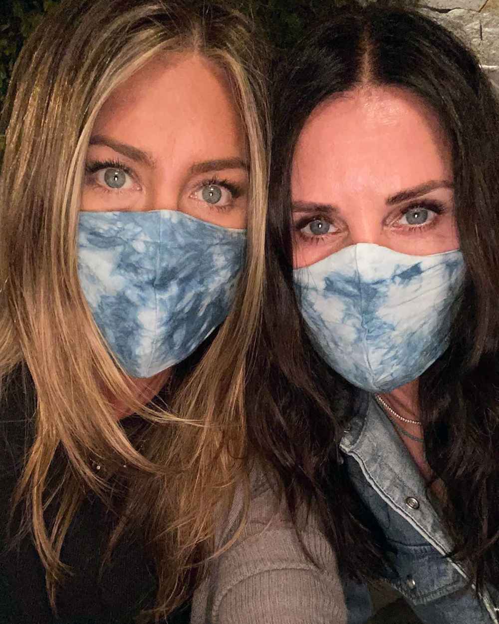 Jennifer Aniston and Courteney Cox Wear Matching Tie-Dye Face Masks