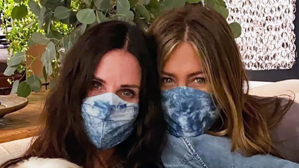 Jennifer Aniston and Courteney Cox Wear Matching Tie-Dye Face Masks