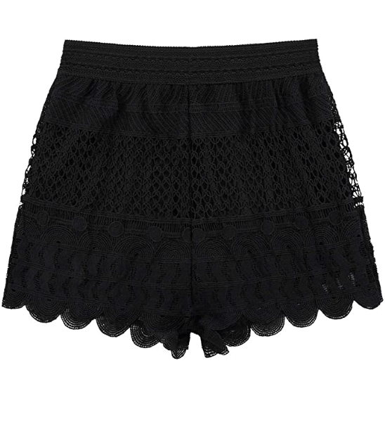 KGYA Women's Sexy Elastic High Waisted Crochet Lace Shorts