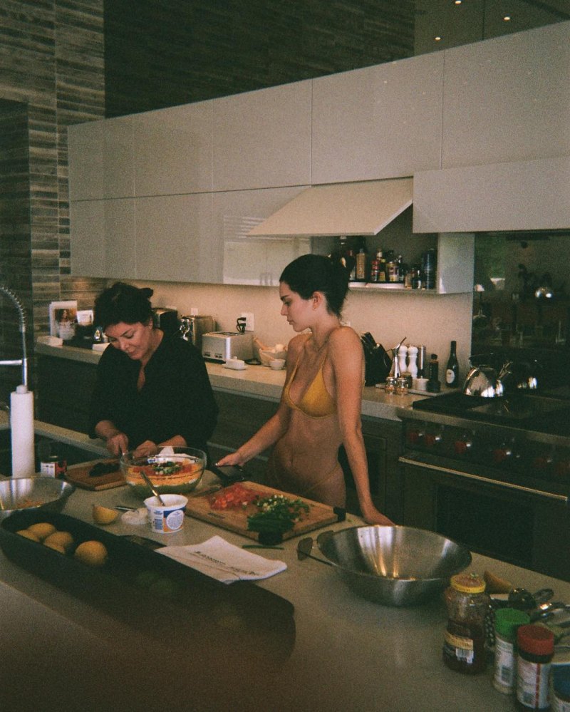 Kendall Jenner cooking with Kris Jenner