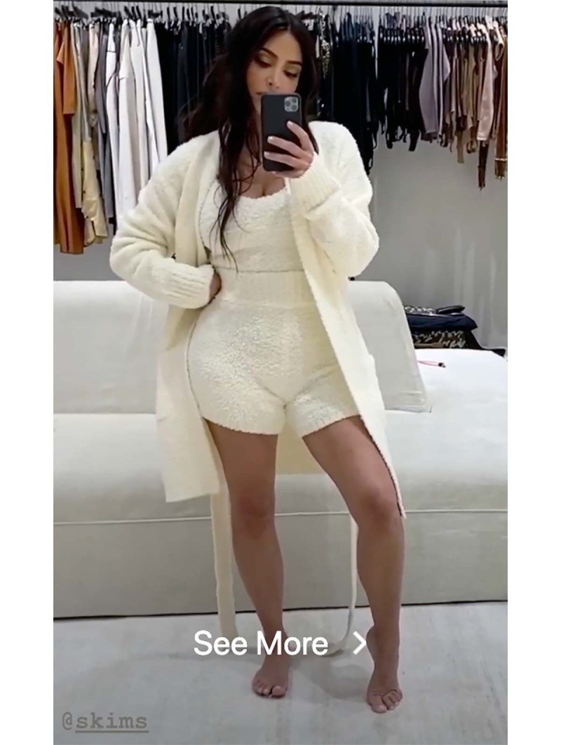 Kim Kardashian Looks Comfy and Chic in a Skims Cozy Collection Set