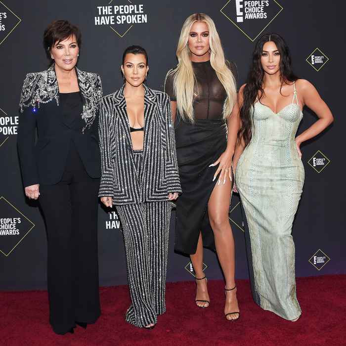 Kris Jenner Kourtney Kardashian Khloe Kardashian and Kim Kardashian at the Peoples Choice Awards 2019 Kim Kardashian and Her Family Think Kanye West Crossed a Line by Sharing Private Family Matters