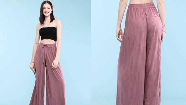 Made By Johnny Women's Premium Pleated Maxi Wide Leg Palazzo Pants