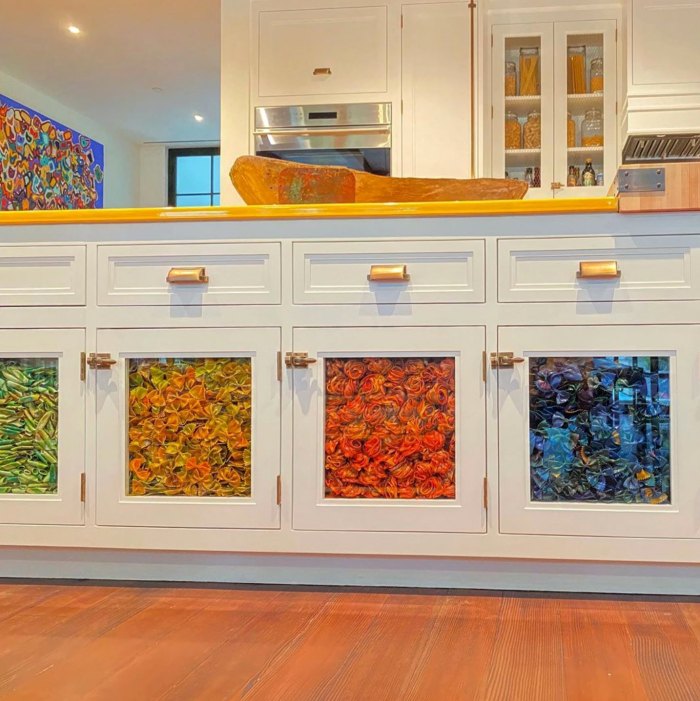 Gigi Hadid S Kitchen Cabinet Pasta Art, Colorful Kitchen Cabinets