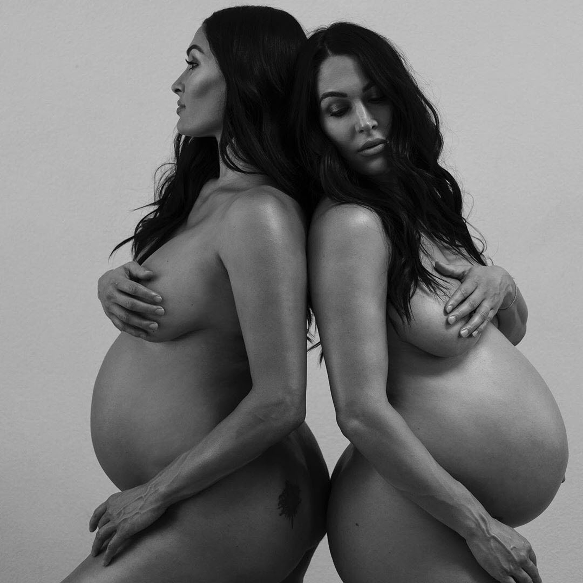 Pregnant Nikki, Brie Bella Pose Nude Ahead of Birth Baby Bump Pics image