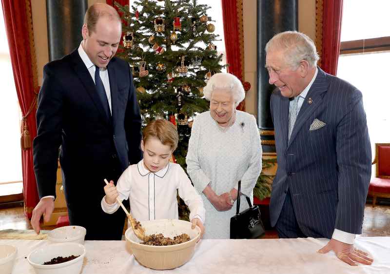 Prince George cooking with Prince William and the Queen and Prince Charles