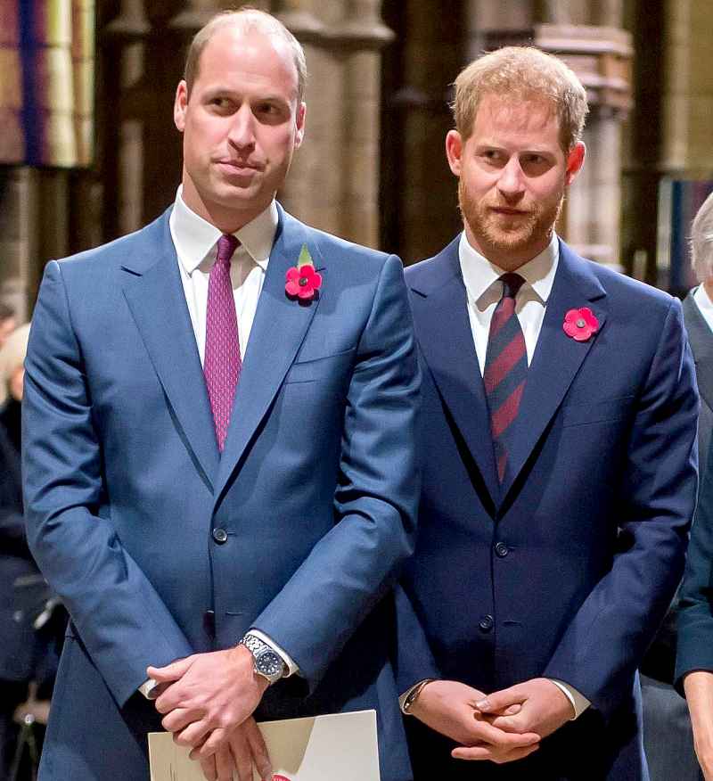 Prince Harry leaning on Prince William