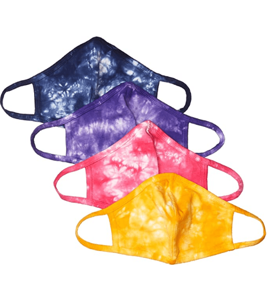 Quality Durables Adults and Kids 4-Pack Reusable Face Covering (Tie Dye Multi Pack)