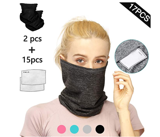 SBX 17 PCS Neck Gaiter with Carton Filters (Grey)