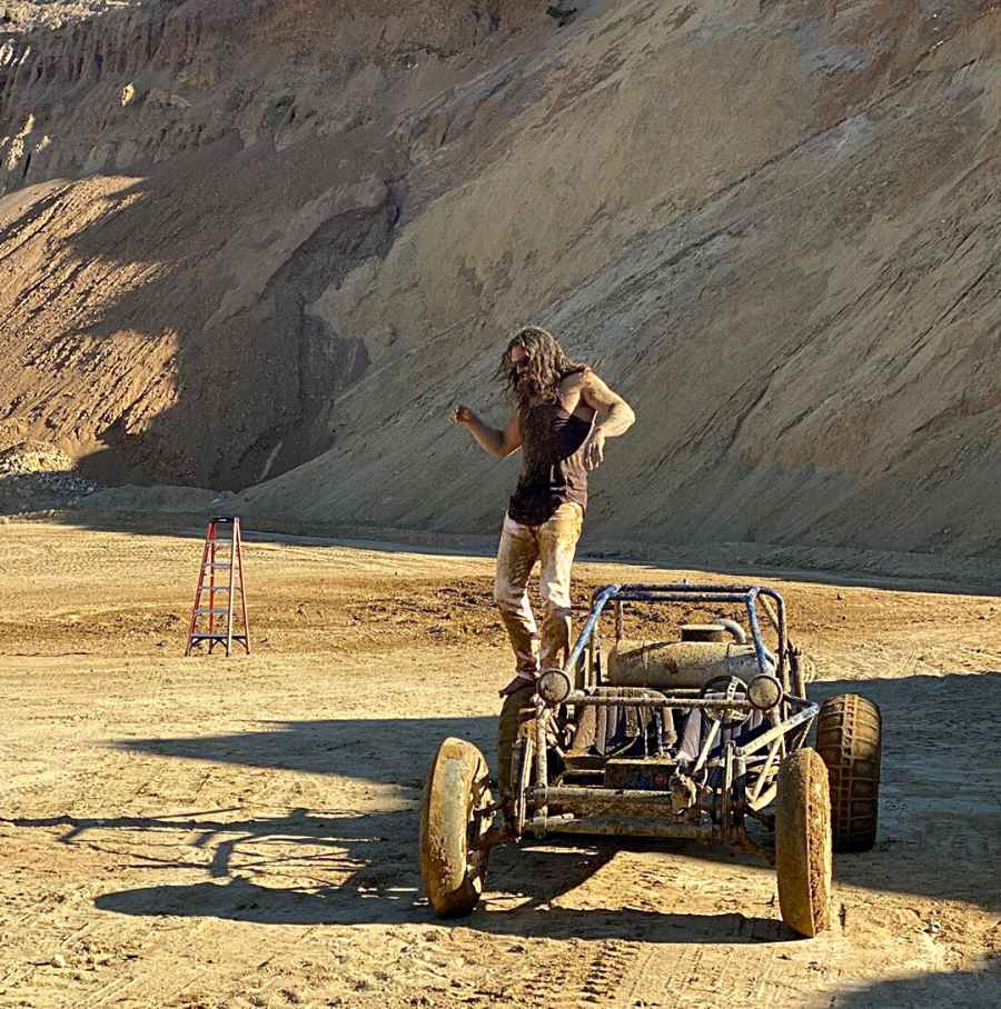 Shirtless Jason Momoa Gets Hosed Down After Muddy Dune Buggy Ride