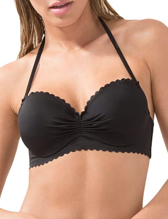 Smart & Sexy Women's Swim Secret Halter Bikini Top (Black Hue)