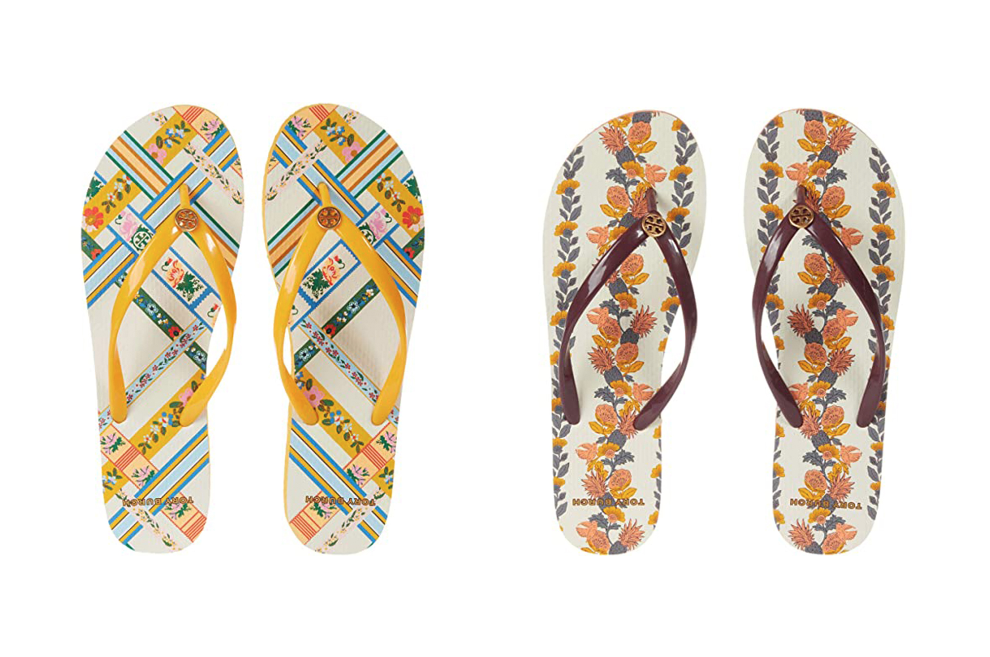 These Tory Burch Retro Print Flip Flops Are So Comfortable
