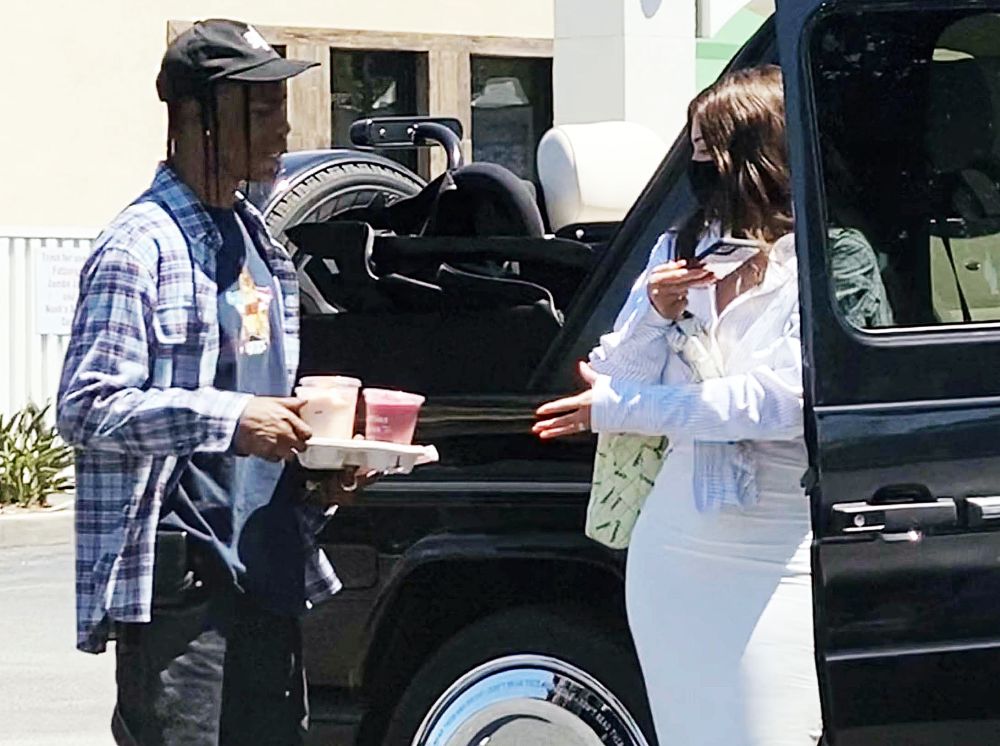 Kylie Jenner and Travis Scott Picking Up Smoothies Go to Laguna Beach With Daughter Stormi