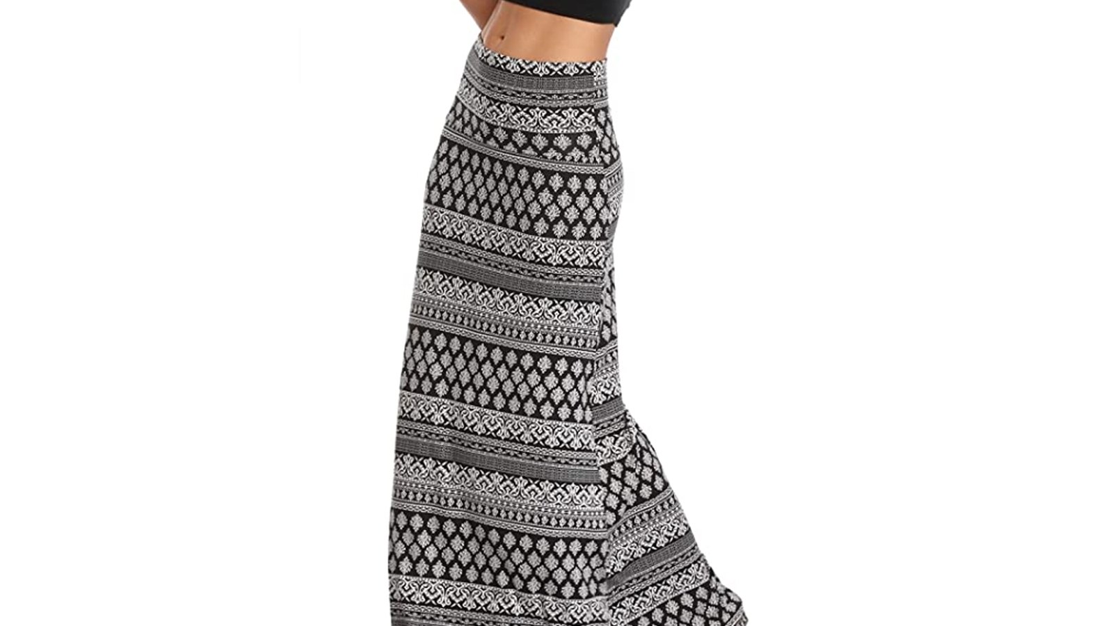 Urban CoCo Women's Stylish Spandex Comfy Fold-Over Flare Long Maxi Skirt