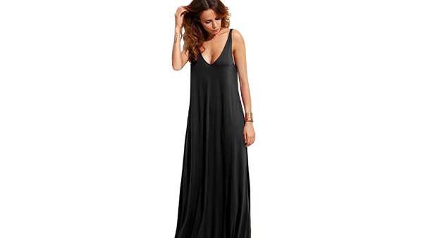 Verdusa Women's Casual Sleeveless Deep V Neck Summer Beach Maxi Dress