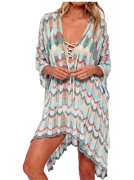 Wander Agio Beach Swimsuit Cover Up for Women (Matching Colorful Grey)