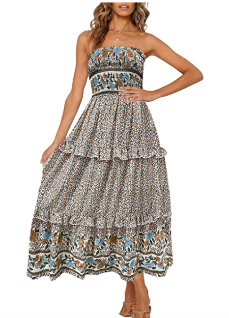 ZESICA Bohemian Strapless Maxi Dress Is Your New Summer Staple