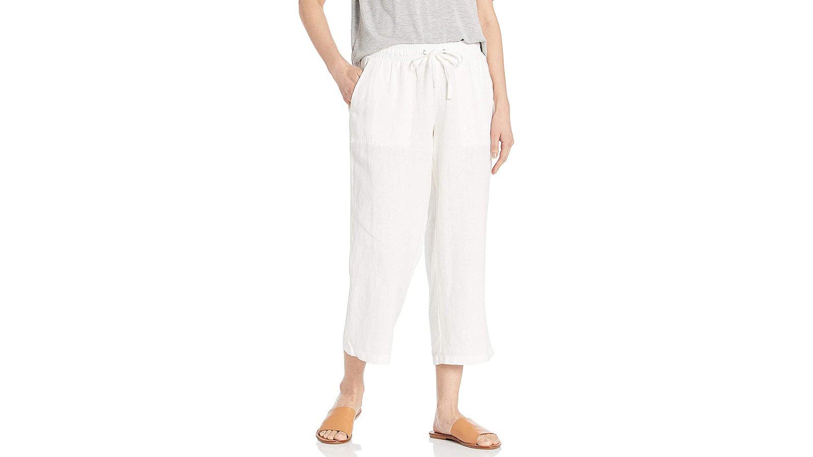 Amazon Essentials Women's Drawstring Linen Crop Pant