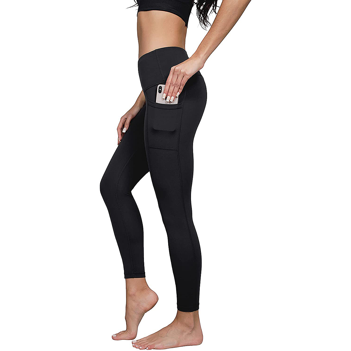 HDE Yoga Pants with Pockets for Women High Waisted Tummy Control Leggings  (Black, L) - Walmart.com